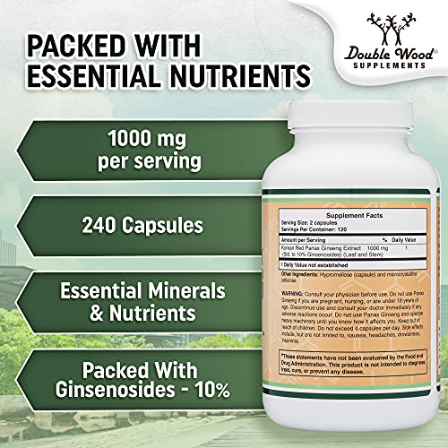 Ginseng Capsules (Korean Red Ginseng Extract, Panax Ginseng 10% Ginsenosides) - Maple Wellness Supplements