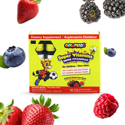 GirafKids Multivitamin Syrup + Super Vitamins Liquid Bundle for Kids Ages 4+ | Omega-3, Beta Glucan, Royal Jelly & Propolis | - Maple Wellness Supplements