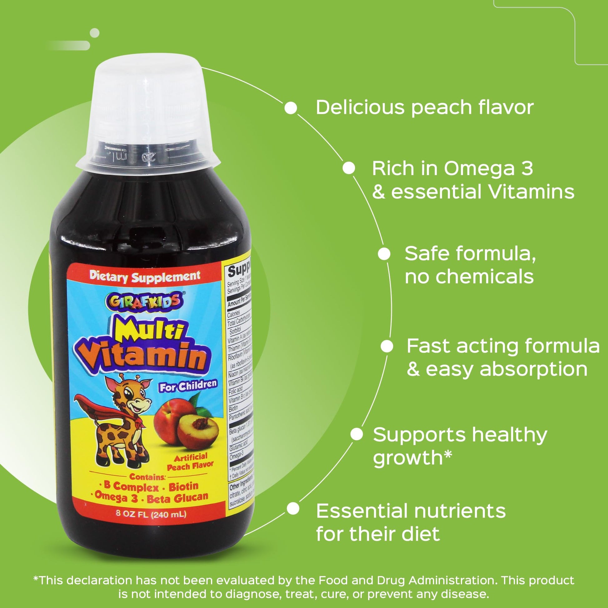 GirafKids Multivitamin Syrup + Super Vitamins Liquid Bundle for Kids Ages 4+ | Omega-3, Beta Glucan, Royal Jelly & Propolis | - Maple Wellness Supplements