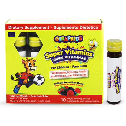 GirafKids Multivitamin Syrup + Super Vitamins Liquid Bundle for Kids Ages 4+ | Omega-3, Beta Glucan, Royal Jelly & Propolis | - Maple Wellness Supplements