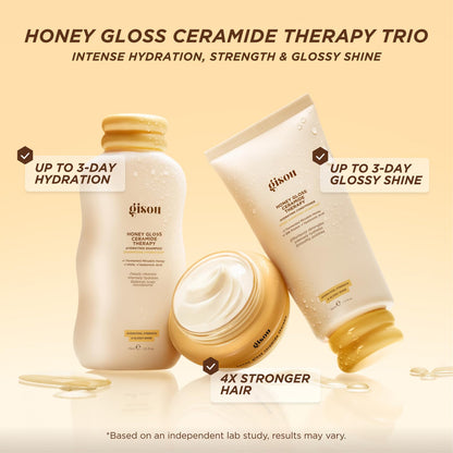 Gisou Honey Gloss Hair Therapy Trio - Mini Shampoo, Hair Mask and Conditioner for smoother, stronger and glossier hair - Maple Wellness Supplements