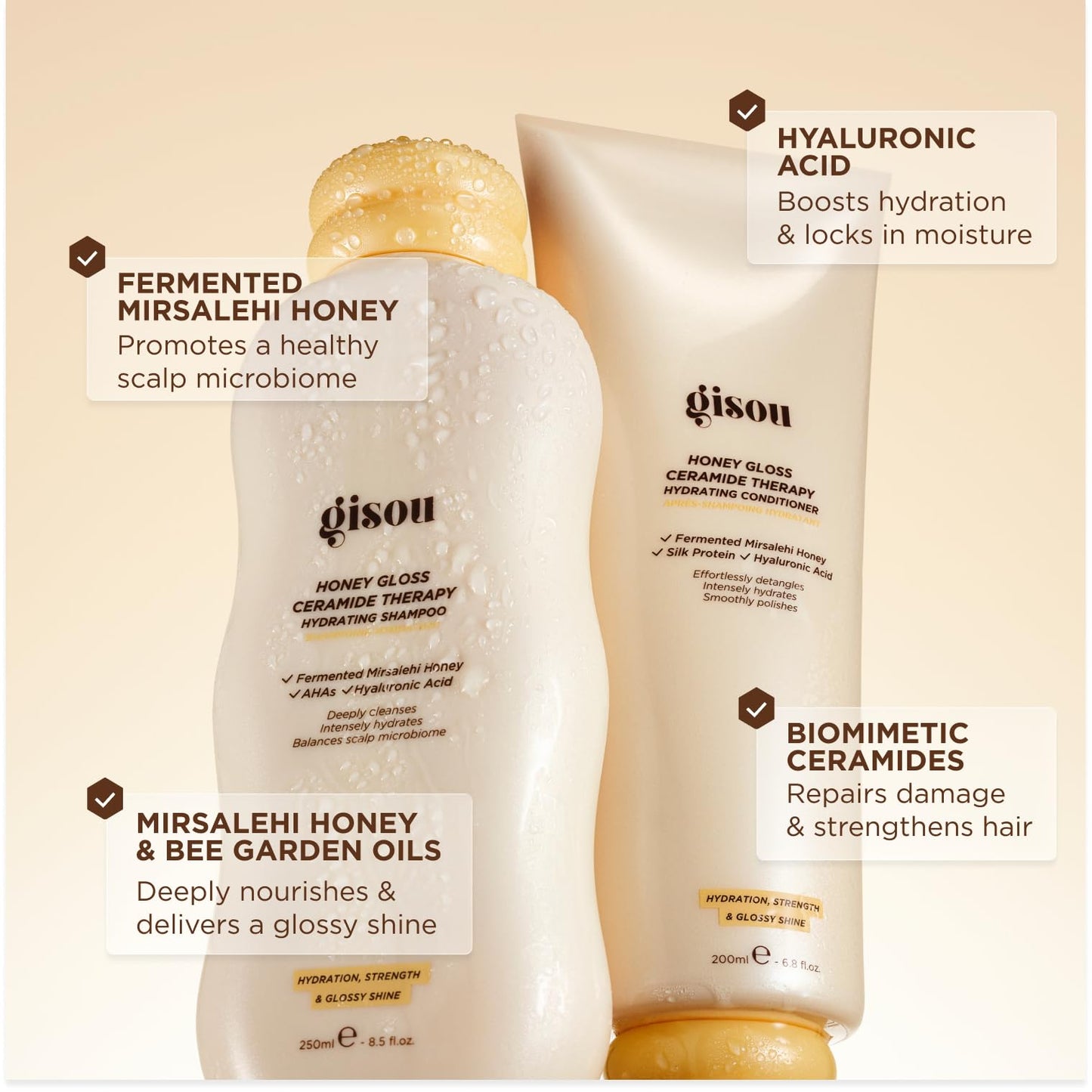 Gisou Honey Gloss Hair Therapy Trio - Mini Shampoo, Hair Mask and Conditioner for smoother, stronger and glossier hair - Maple Wellness Supplements