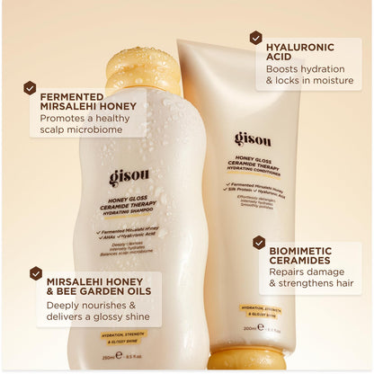 Gisou Honey Gloss Hair Therapy Trio - Mini Shampoo, Hair Mask and Conditioner for smoother, stronger and glossier hair - Maple Wellness Supplements