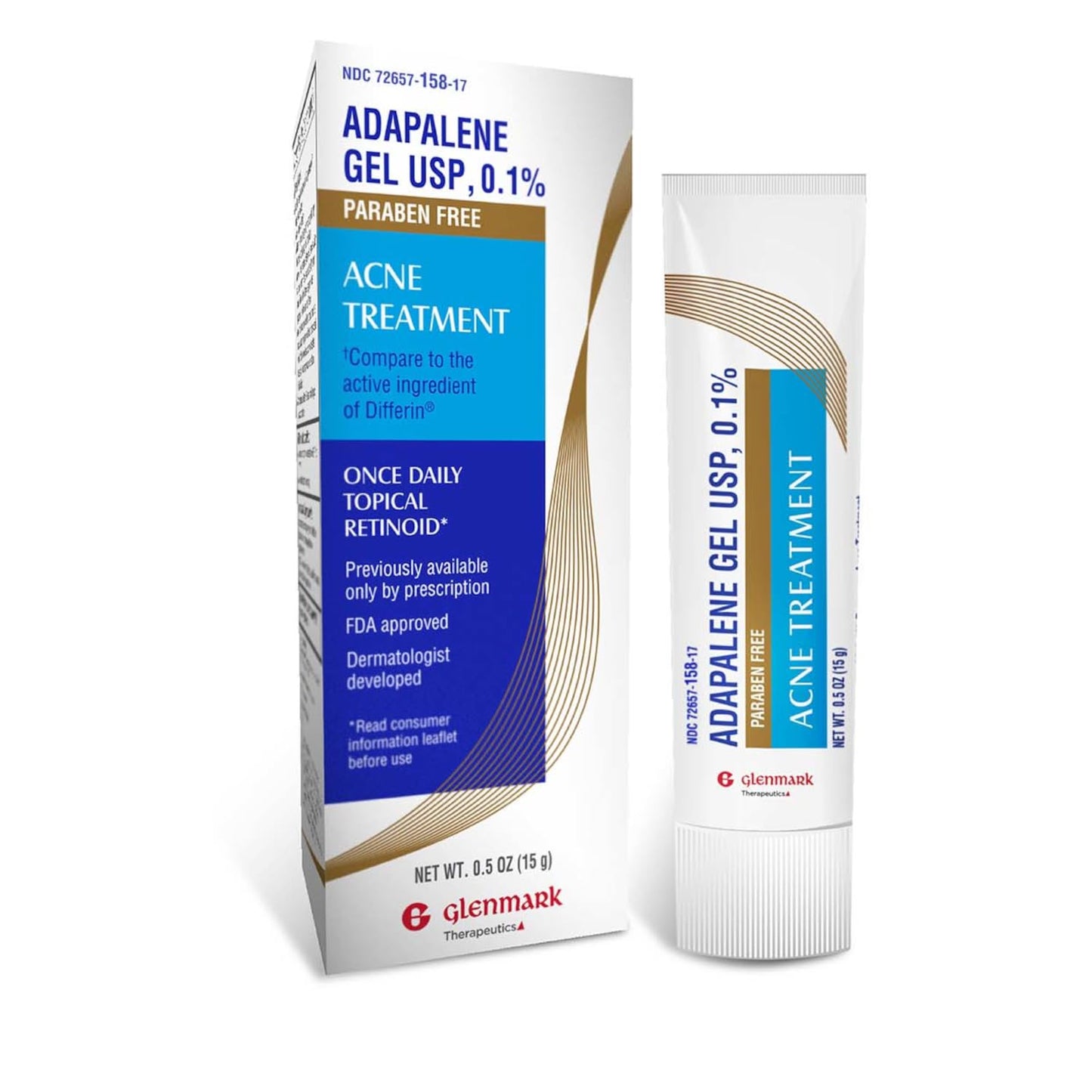 Glenmark Therapeutics Adapalene Gel 0.1% Acne Treatment, Paraben Free Topical Retinoid Cream for Face - Maple Wellness Supplements