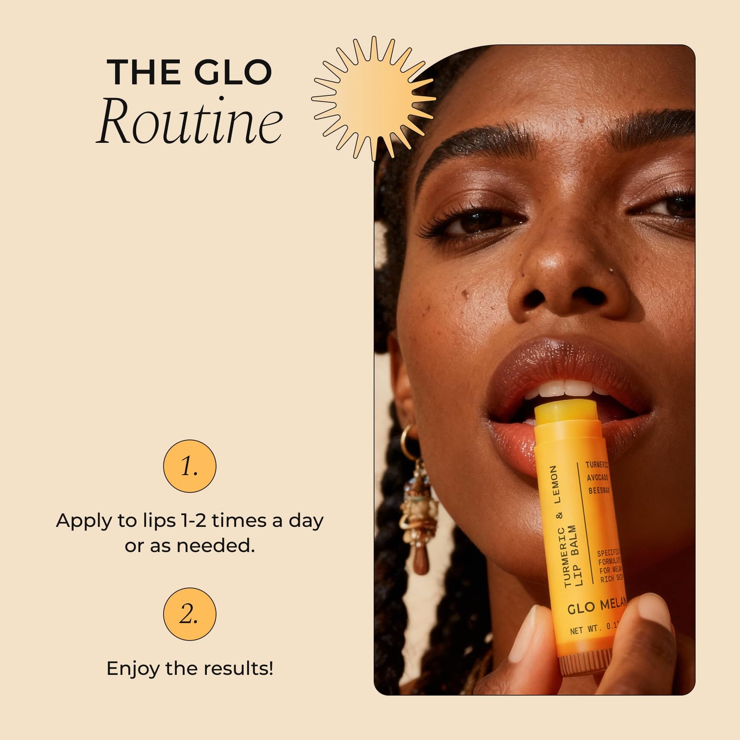 Glo Melanin All Natural Lemon and Turmeric Lip Balm - Natural Lip Balm Illuminate Your Smile - Maple Wellness Supplements