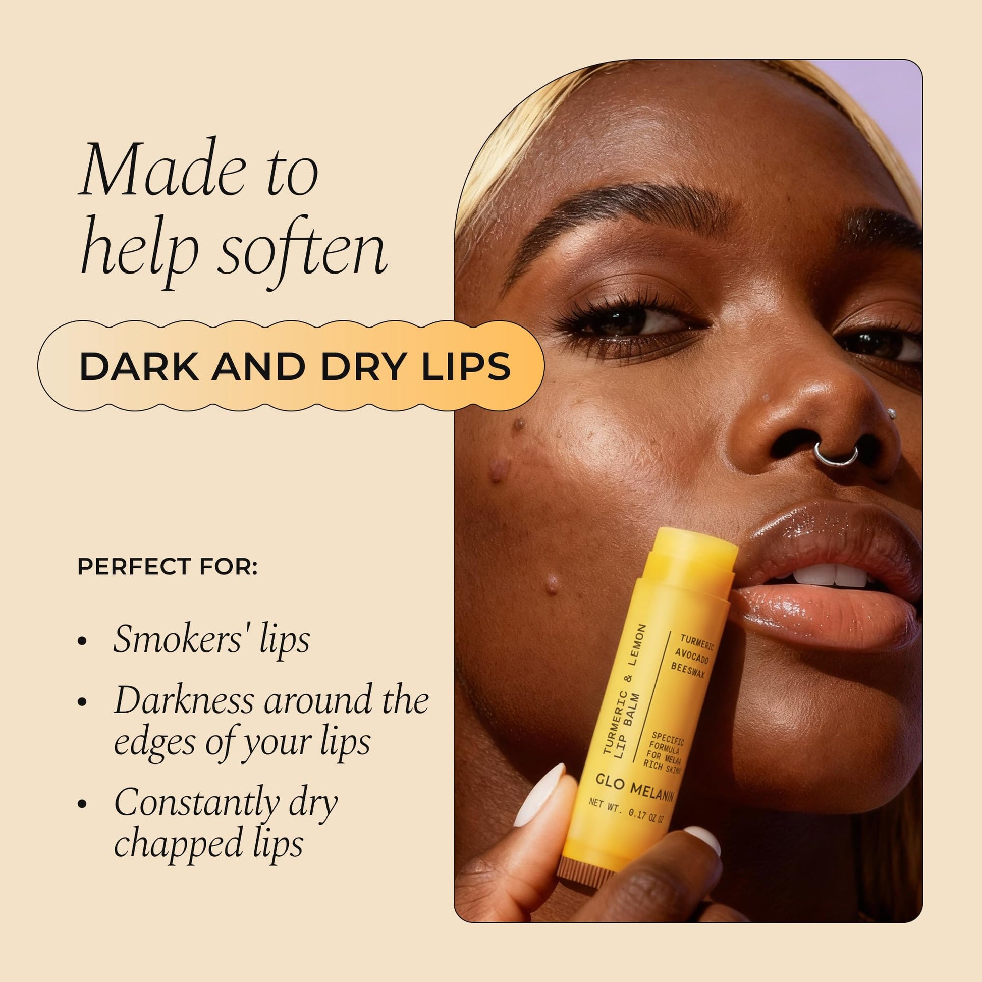 Glo Melanin All Natural Lemon and Turmeric Lip Balm - Natural Lip Balm Illuminate Your Smile - Maple Wellness Supplements