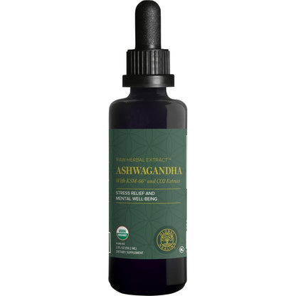Global Healing Center - Organic Ashwagandha Supplements Drops - KSM-66 Ashwagandha Extra Strength for Men & Women, Helps Promote Relief from Stress, Mood Support, Organic (2 Fl Oz) - Maple Wellness Supplements