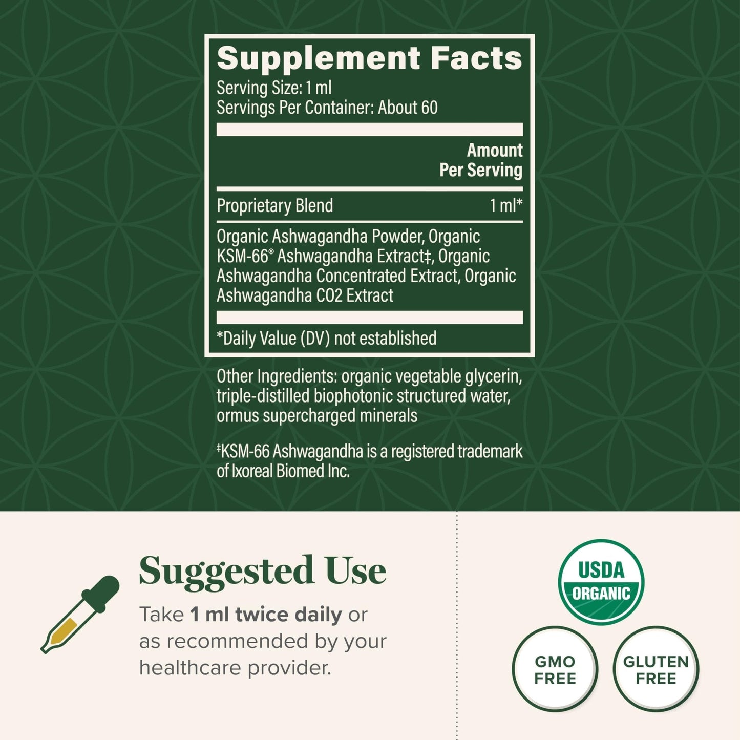 Global Healing Center - Organic Ashwagandha Supplements Drops - KSM-66 Ashwagandha Extra Strength for Men & Women, Helps Promote Relief from Stress, Mood Support, Organic (2 Fl Oz) - Maple Wellness Supplements