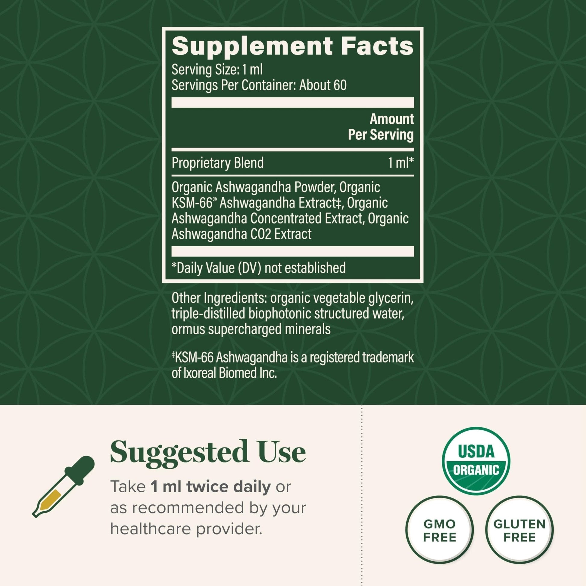 Global Healing Center - Organic Ashwagandha Supplements Drops - KSM-66 Ashwagandha Extra Strength for Men & Women, Helps Promote Relief from Stress, Mood Support, Organic (2 Fl Oz) - Maple Wellness Supplements