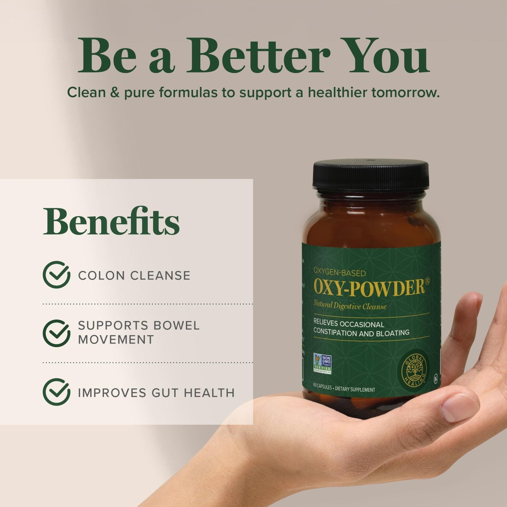 Global Healing Oxy-Powder Colon Cleanse, Constipation Relief for Women & Men, Magnesium Oxide Colon Cleanser & Detox for Weight Loss, Gut Cleanse Detox for Women and Men - Maple Wellness Supplements