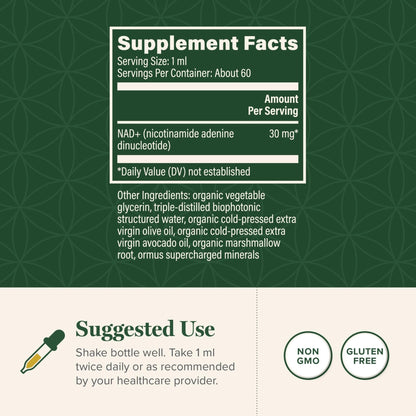 Global Healing Premium NAD+ Liquid Supplement - Sublingual NAD Drops - Liposomal NAD Plus Serum for Cellular Renewal - Nicotinamide Riboside Formula for Men & Women (2 Oz) - Maple Wellness Supplements