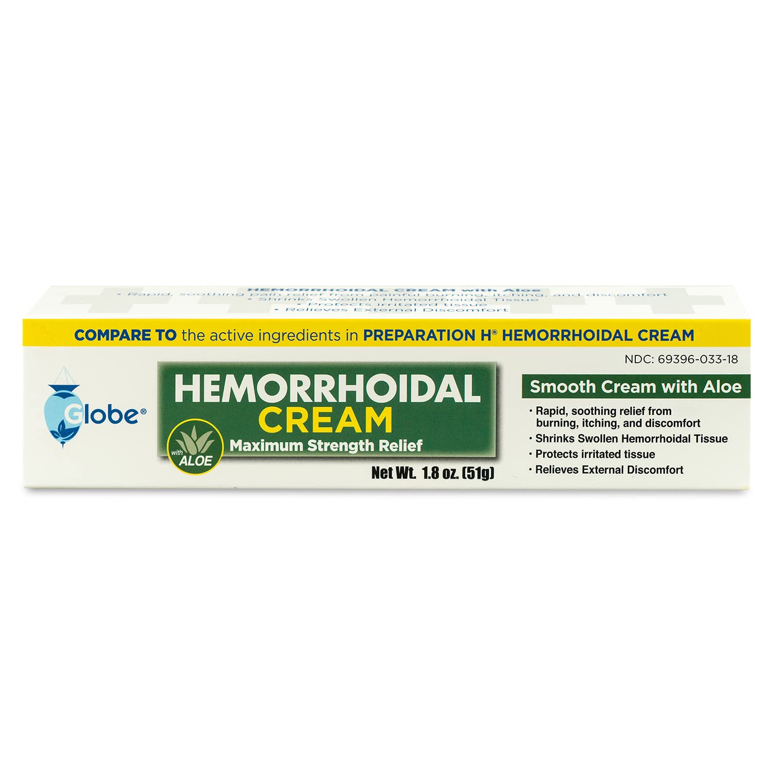 Globe Hemorrhoidal Cream (2 Pack) 1.8 oz w/Applicator Phenylephrine, Pramoxine with Aloe, Relief from Burning, Itching and Discomfort of Hemorrhoids. - Maple Wellness Supplements