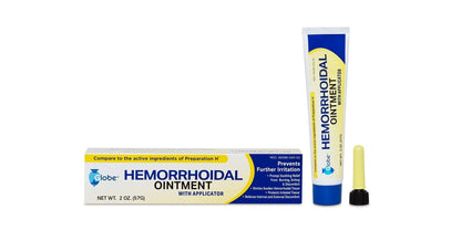 Globe Hemorrhoidal Ointment, Phenylephrine HCl, Petrolatum, Mineral Oil, Relief from Burning, Itching and Discomfort of Hemorrhoids, 2 Ounces (4 Pack) - Maple Wellness Supplements