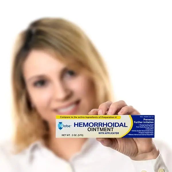 Globe Hemorrhoidal Ointment w/ Applicator, Phenylephrine HCl, Petrolatum Mineral Oil, Maximum Strength Formula for Burning, Discomfort & Itching, 2 oz - Maple Wellness Supplements