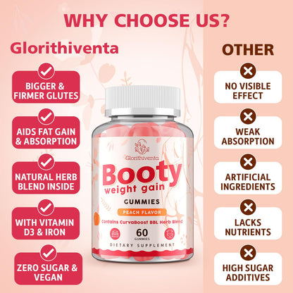 Glorithiventa Cholesterol & Booty Gummies Supplement Bundle - Plant Sterols & Stanols + CurvaBoost BBL Herb Blend & Creatine Monohydrate - Cholesterol Normal Level, Booty, Curves & Energy - Maple Wellness Supplements