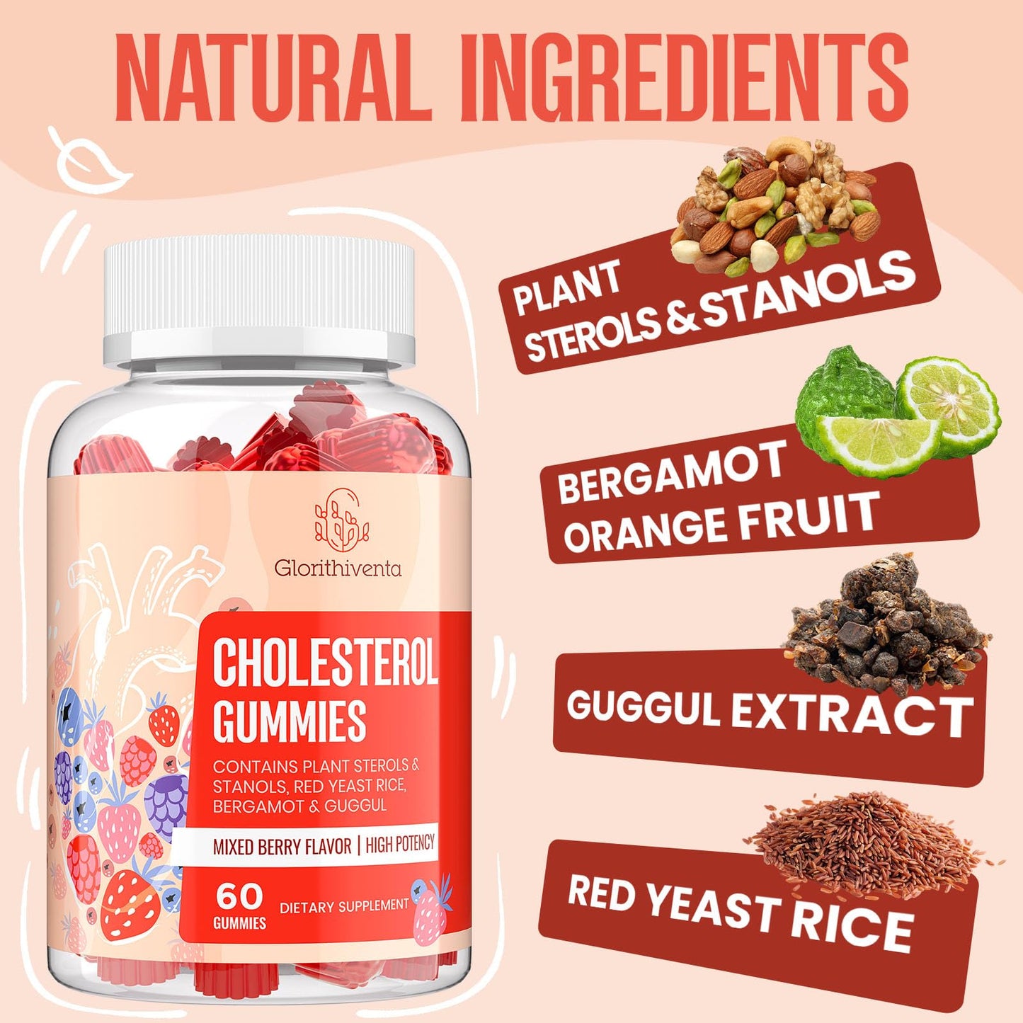 Glorithiventa Cholesterol & Booty Gummies Supplement Bundle - Plant Sterols & Stanols + CurvaBoost BBL Herb Blend & Creatine Monohydrate - Cholesterol Normal Level, Booty, Curves & Energy - Maple Wellness Supplements