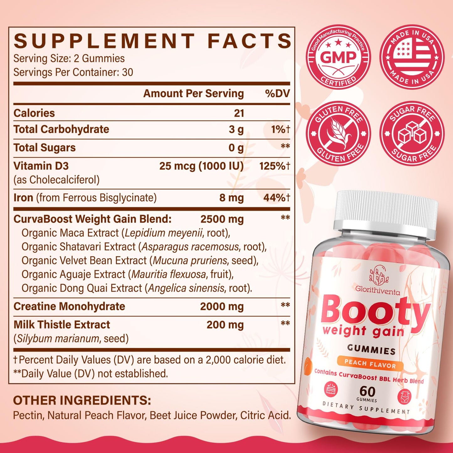 Glorithiventa Cholesterol & Booty Gummies Supplement Bundle - Plant Sterols & Stanols + CurvaBoost BBL Herb Blend & Creatine Monohydrate - Cholesterol Normal Level, Booty, Curves & Energy - Maple Wellness Supplements