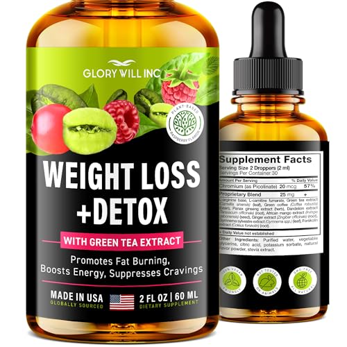 Glory Will Inc Weight Loss Drops Natural Detox Made in USA - Diet Drops for Fat Loss - Maple Wellness Supplements