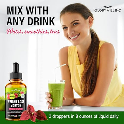 Glory Will Inc Weight Loss Drops Natural Detox Made in USA - Diet Drops for Fat Loss - Maple Wellness Supplements