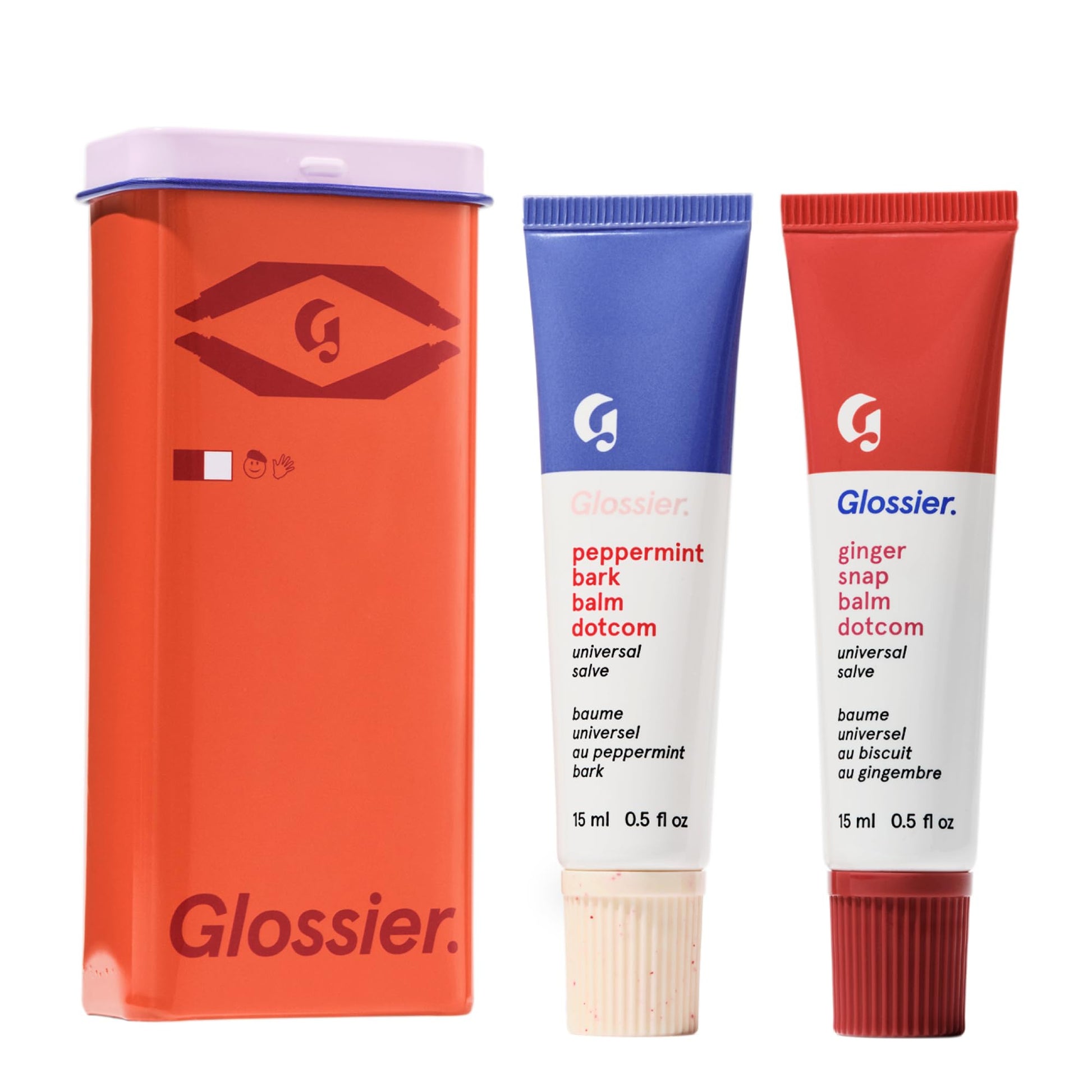 Glossier Balm Dotcom Hydrating Lip Balm Duo - Peppermint Bark & Ginger Snap - Lanolin, Beeswax & Castor Oil for Dry Lips - Nourishing Lip Care Gift Set, 2 x 15ml - Maple Wellness Supplements