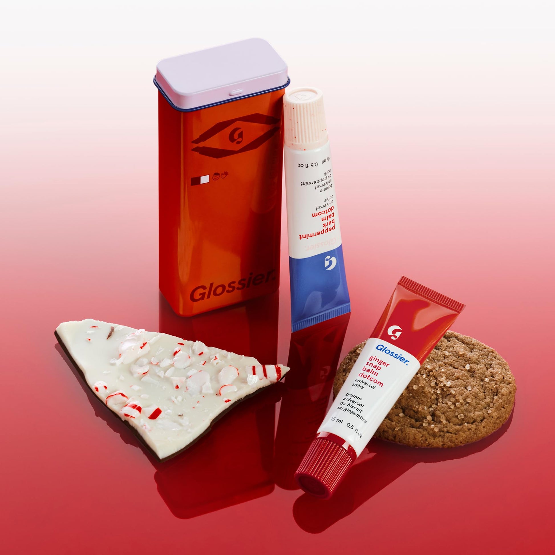 Glossier Balm Dotcom Hydrating Lip Balm Duo - Peppermint Bark & Ginger Snap - Lanolin, Beeswax & Castor Oil for Dry Lips - Nourishing Lip Care Gift Set, 2 x 15ml - Maple Wellness Supplements