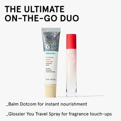 Glossier Balm Dotcom Hydrating Lip Balm - Universal Salve, Up to 12Hr Moisture - Lanolin, Beeswax & Castor Oil for Dry Lips, Cuticles & Skin - Birthday, Clear Soft Shimmer, 15ml - Maple Wellness Supplements
