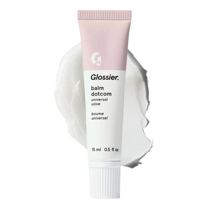Glossier Balm Dotcom Hydrating Lip Balm - Universal Salve, Up to 12Hr Moisture - Lanolin, Beeswax & Castor Oil for Dry Lips, Cuticles & Skin - Original, Clear Fragrance-Free, 15ml - Maple Wellness Supplements