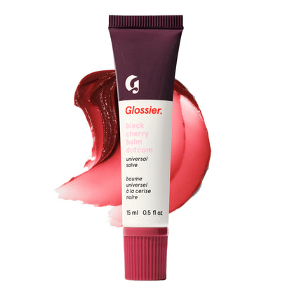 Glossier Balm Dotcom Hydrating Tinted Lip Balm - Universal Salve, Up to 12Hr Moisture for Dry Lips, Cuticles & Skin - Lanolin, Beeswax & Castor Oil - Black Cherry, Burgundy Tint, 15ml - Maple Wellness Supplements