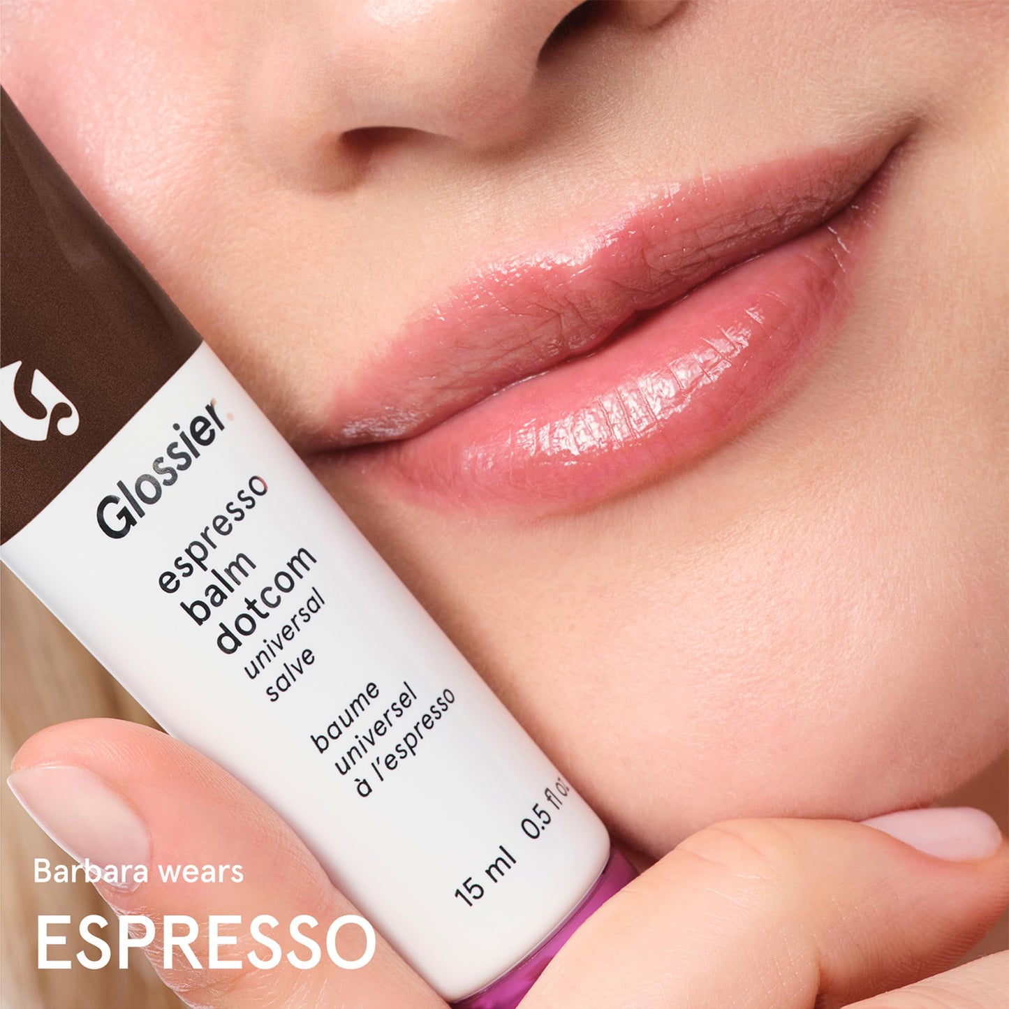 Glossier Balm Dotcom Hydrating Tinted Lip Balm - Universal Salve, Up to 12Hr Moisture for Dry Lips, Cuticles & Skin - Lanolin, Beeswax & Castor Oil - Espresso, Mocha Tint, 15ml - Maple Wellness Supplements