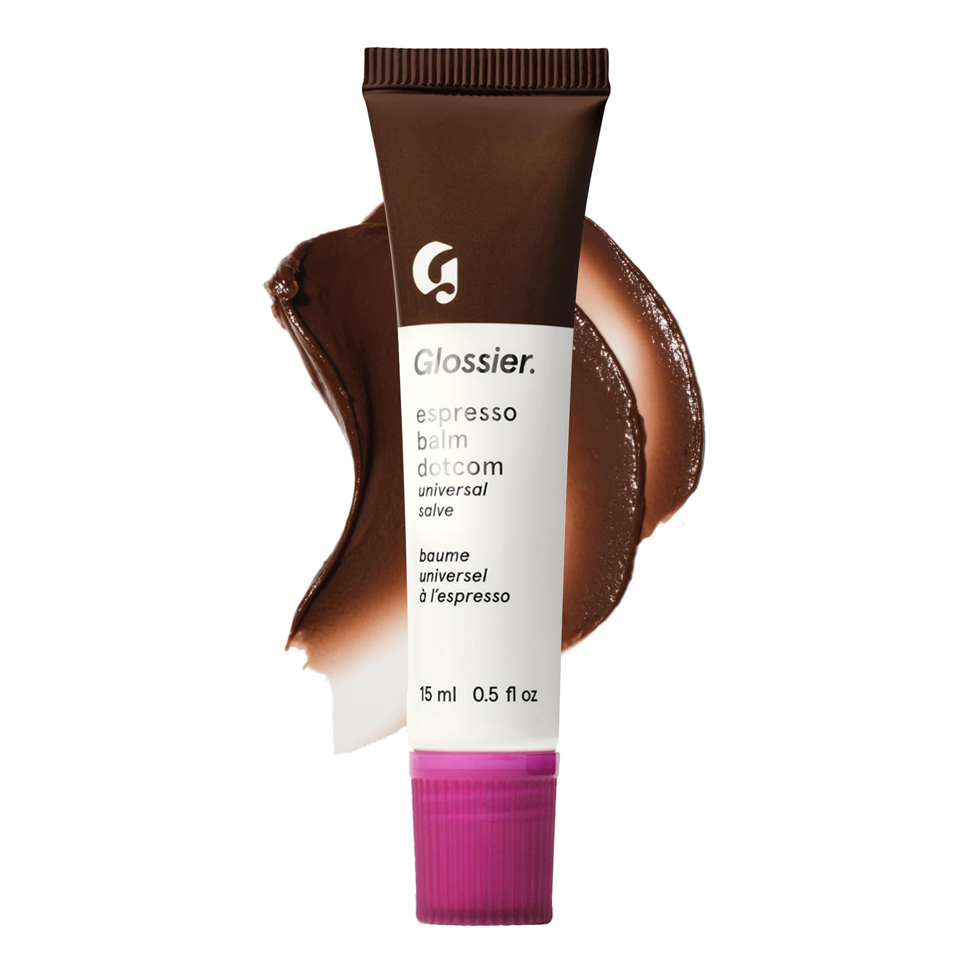 Glossier Balm Dotcom Hydrating Tinted Lip Balm - Universal Salve, Up to 12Hr Moisture for Dry Lips, Cuticles & Skin - Lanolin, Beeswax & Castor Oil - Espresso, Mocha Tint, 15ml - Maple Wellness Supplements