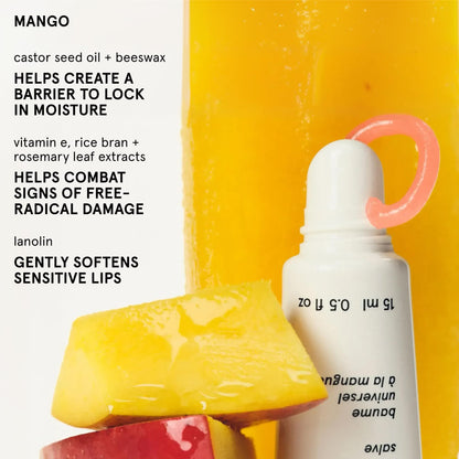 Glossier Balm Dotcom Hydrating Tinted Lip Balm - Universal Salve, Up to 12Hr Moisture for Dry Lips, Cuticles & Skin - Lanolin, Beeswax & Castor Oil - Mango, Tropical Peach Tint, 15ml - Maple Wellness Supplements