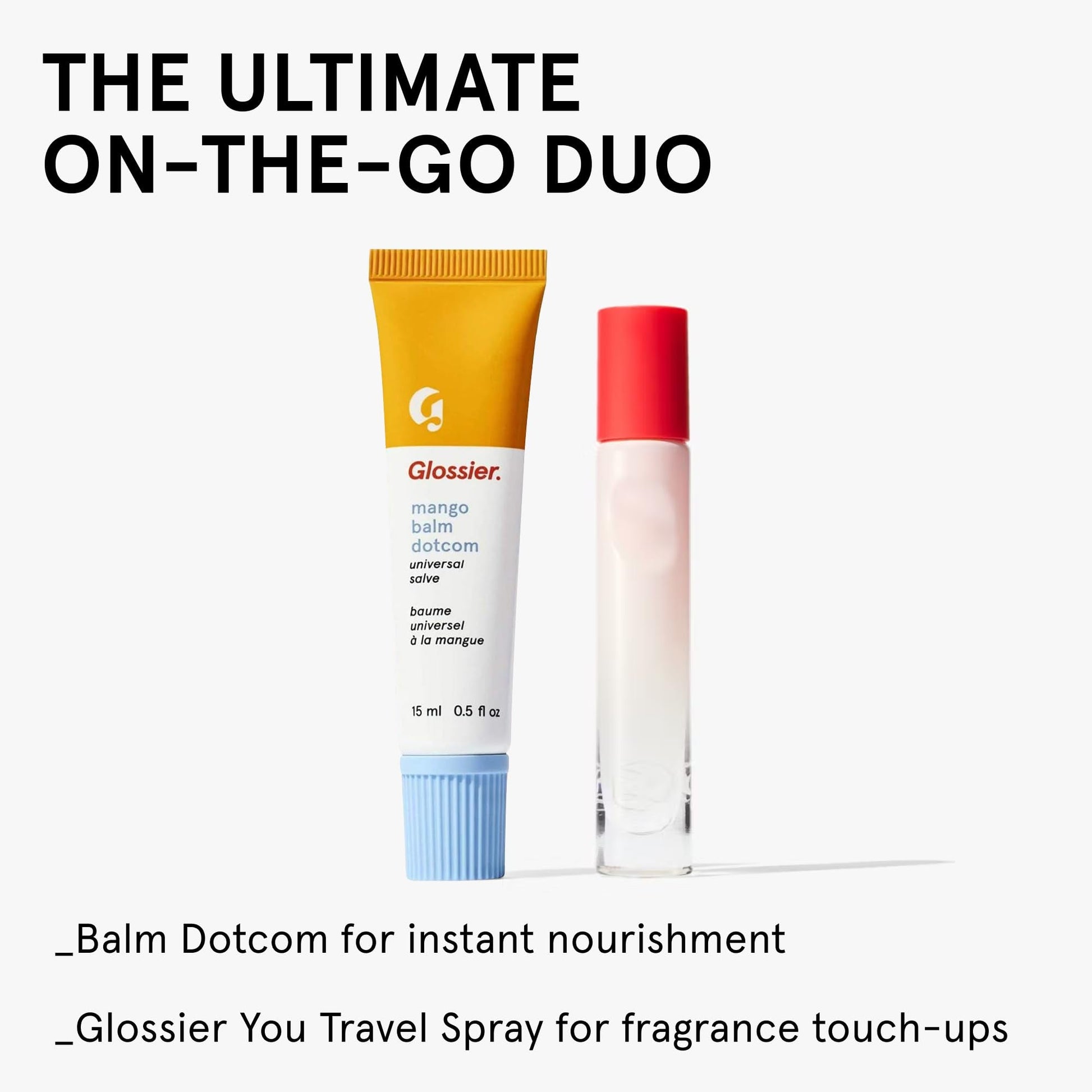 Glossier Balm Dotcom Hydrating Tinted Lip Balm - Universal Salve, Up to 12Hr Moisture for Dry Lips, Cuticles & Skin - Lanolin, Beeswax & Castor Oil - Mango, Tropical Peach Tint, 15ml - Maple Wellness Supplements