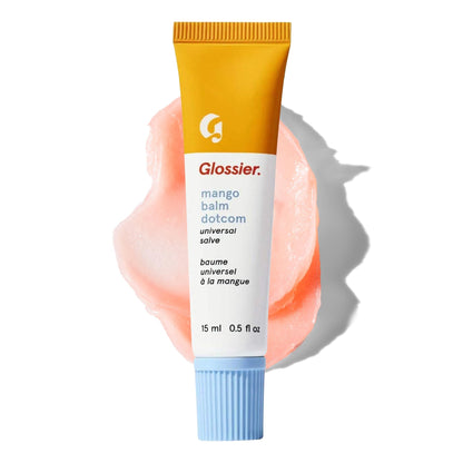 Glossier Balm Dotcom Hydrating Tinted Lip Balm - Universal Salve, Up to 12Hr Moisture for Dry Lips, Cuticles & Skin - Lanolin, Beeswax & Castor Oil - Mango, Tropical Peach Tint, 15ml - Maple Wellness Supplements