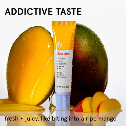 Glossier Balm Dotcom Hydrating Tinted Lip Balm - Universal Salve, Up to 12Hr Moisture for Dry Lips, Cuticles & Skin - Lanolin, Beeswax & Castor Oil - Mango, Tropical Peach Tint, 15ml - Maple Wellness Supplements