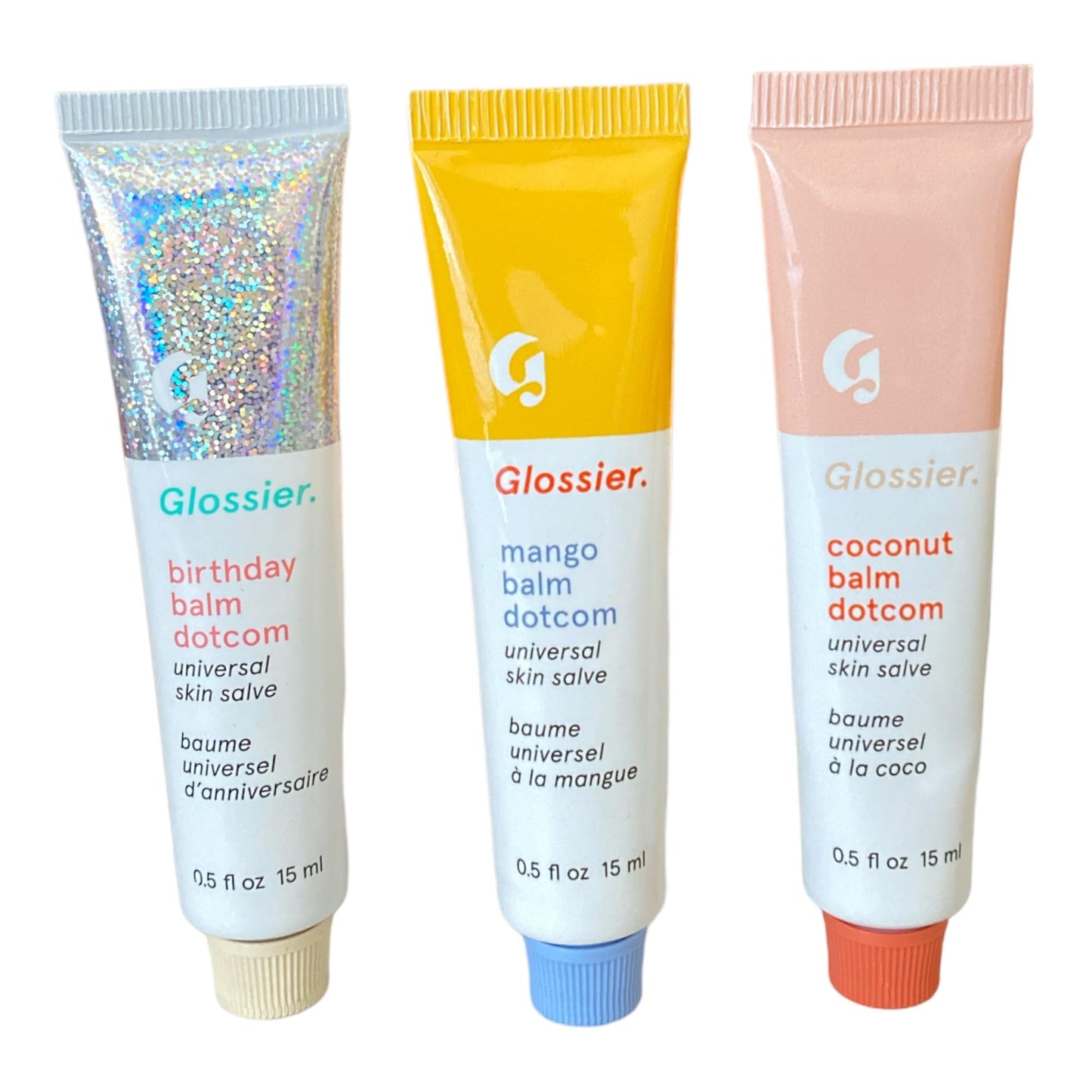 Glossier Balm Dotcom Trio Mango, Birthday, Coconut Size: 0.5 fl oz / 15 ml - Maple Wellness Supplements