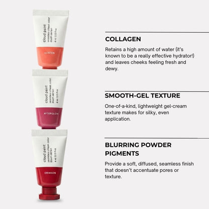 Glossier Mini Cloud Paint Blush Trio Holiday Gift Set: Crimson, Glisten & Afterglow - Maple Wellness Supplements