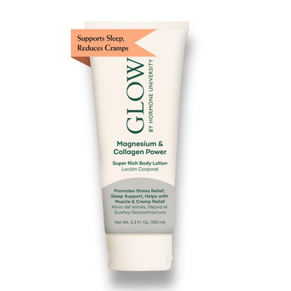 Glow by Hormone University - Magnesium Lotion with Collagen - Magnesium Cream - Bedtime Routine Sleep Lotion - The Highest Concentration of Genuine Zechstein Magnesium Chloride (Pack of 1) - Maple Wellness Supplements