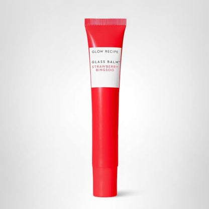 Glow Recipe Glass Balm Lip Treatment - 12Hr Hydrating Lip Balm & Moisturizer with Hyaluronic Acid to Smooth, Plump & Protect from Dryness - Sheer Pinky Red Tint, Strawberry Bingsoo (15 ml) - Maple Wellness Supplements