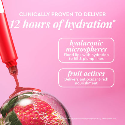 Glow Recipe Glass Balm Lip Treatment - 12Hr Hydrating Lip Balm & Moisturizer with Hyaluronic Acid to Smooth, Plump & Protect from Dryness - Sheer Pinky Red Tint, Strawberry Bingsoo (15 ml) - Maple Wellness Supplements