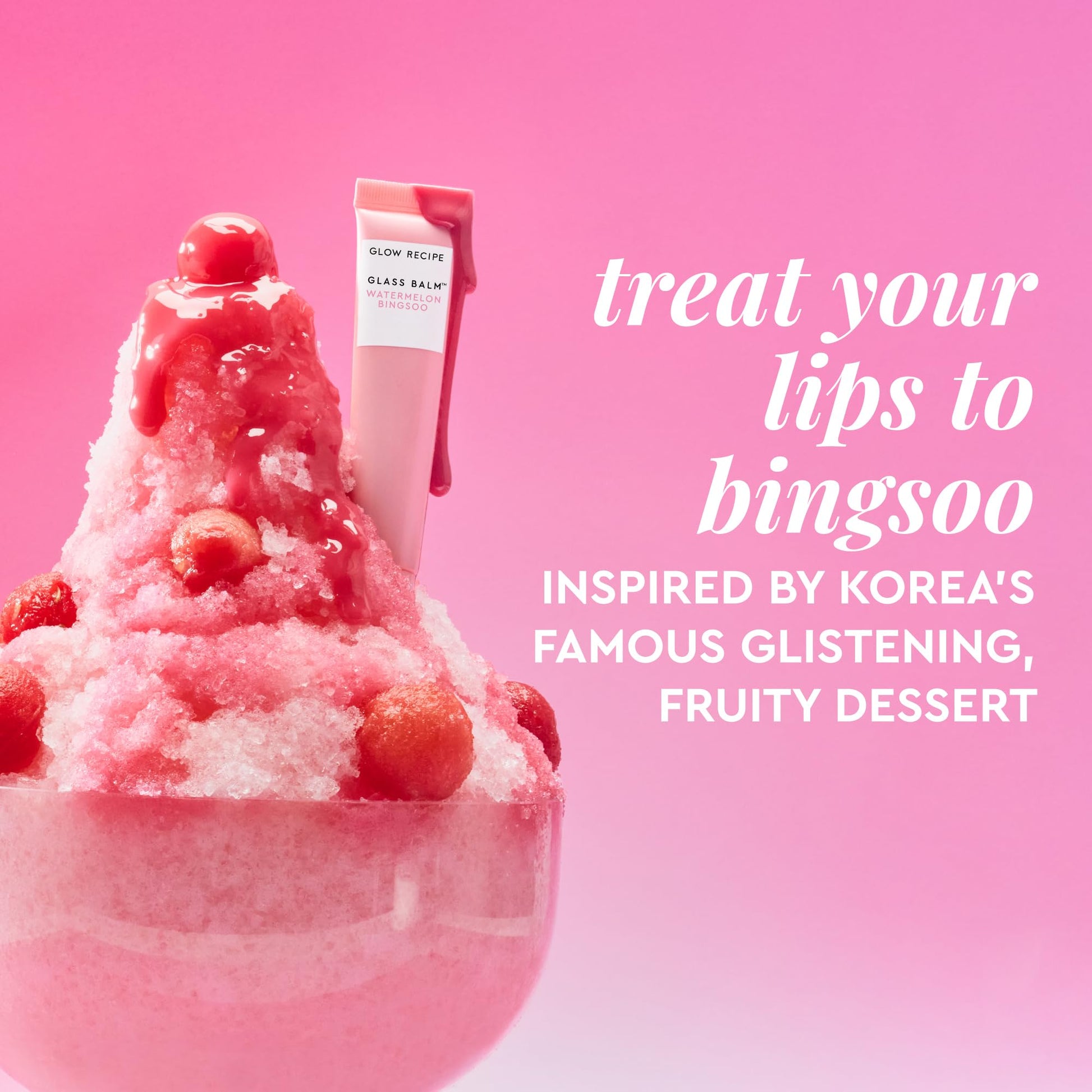 Glow Recipe Glass Balm Lip Treatment - 12Hr Hydrating Lip Balm & Moisturizer with Hyaluronic Acid to Smooth, Plump & Protect from Dryness - Sheer Soft Pink Tint, Watermelon Bingsoo (15 ml) - Maple Wellness Supplements