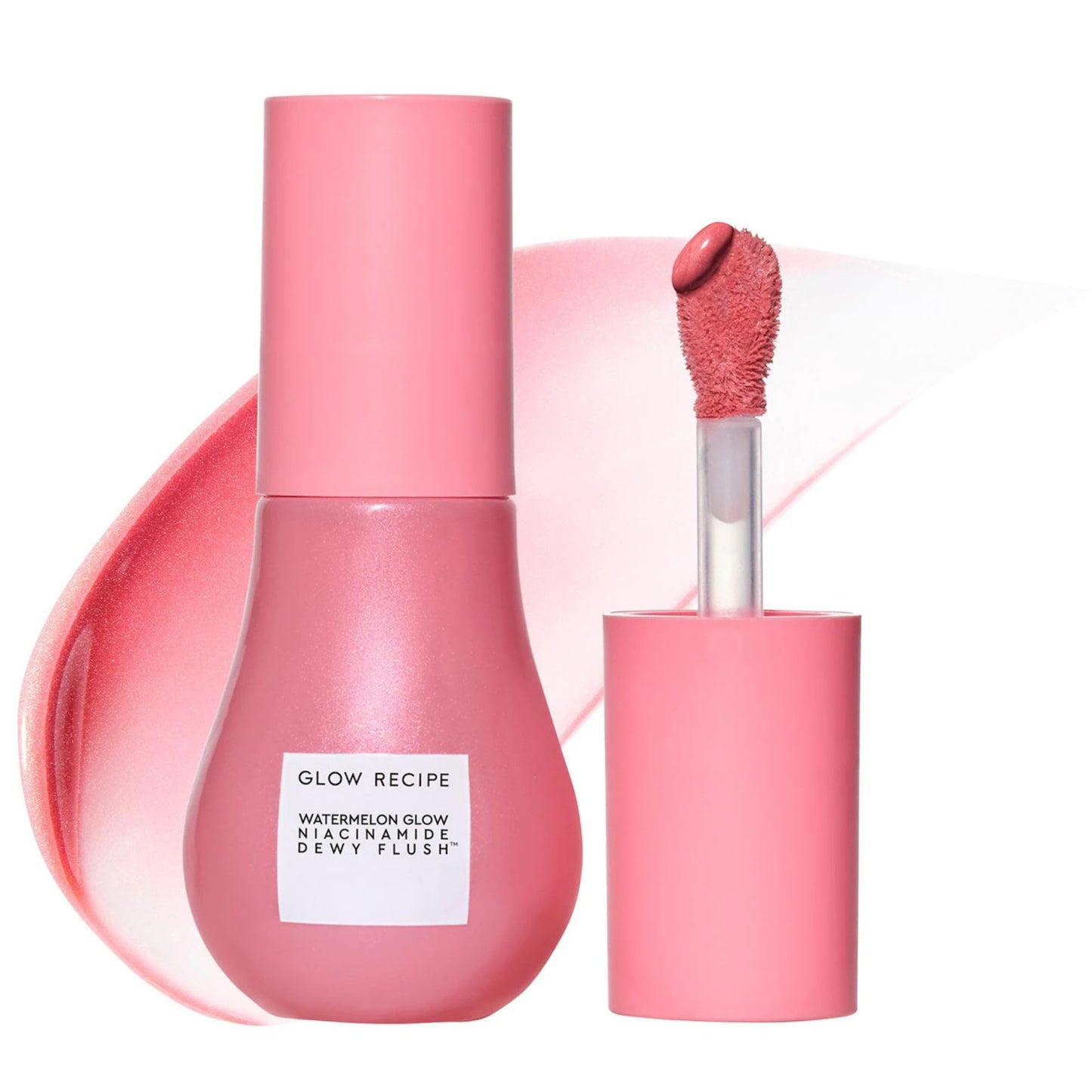 Glow Recipe Niacinamide Dewy Flush Tinted Liquid Blush Serum - Glowy Blush for Cheeks to Smooth, Hydrate & Brighten - Liquid Korean Makeup with Buildable Soft Pink Tint - Watermelon Flush (0.4 oz) - Maple Wellness Supplements