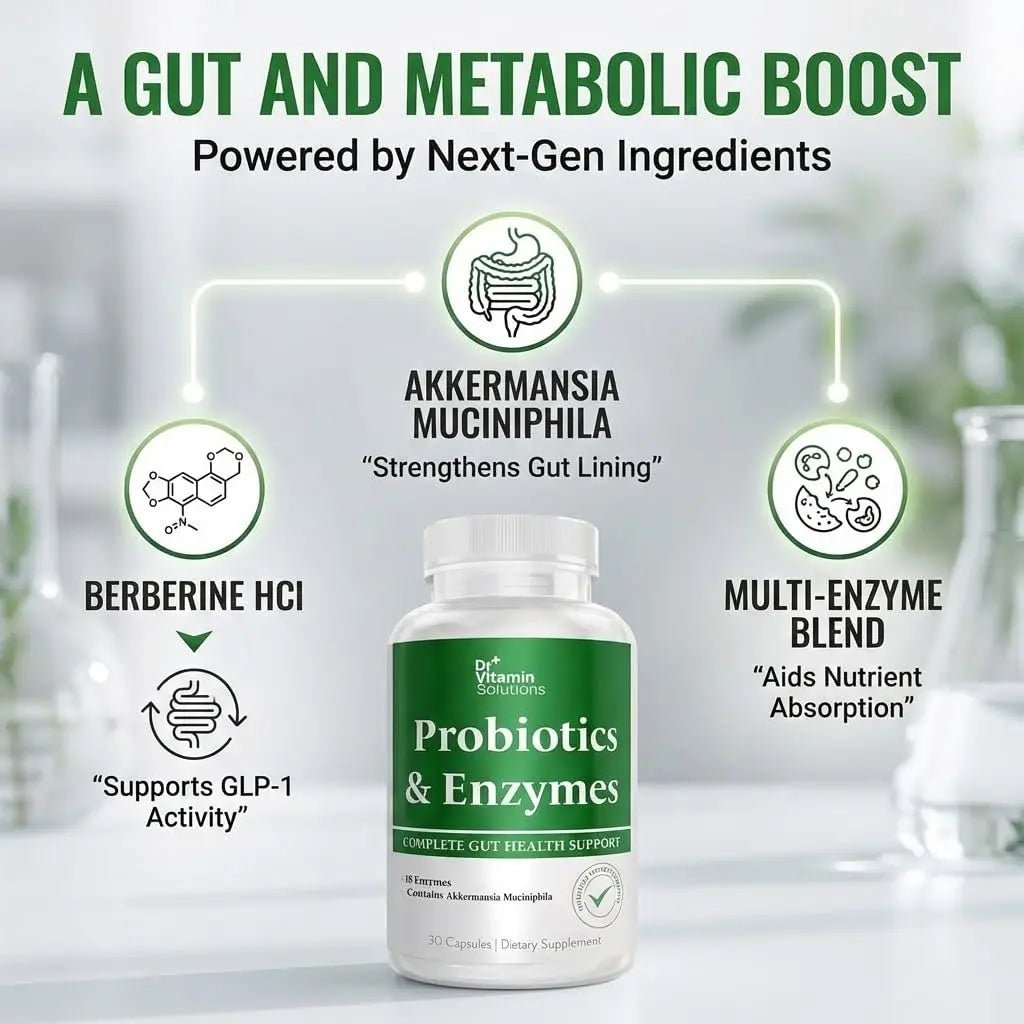 GLP-1 Support Enzymes, Pre & Probiotics for Digestive Health, Berberine Weight Loss Support, Akkermansia Muciniphila for Women & Men | Gut Health, Bloating Relief, 30 Ct - Maple Wellness Supplements