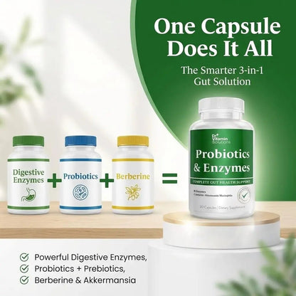 GLP-1 Support Enzymes, Pre & Probiotics for Digestive Health, Berberine Weight Loss Support, Akkermansia Muciniphila for Women & Men | Gut Health, Bloating Relief, 30 Ct - Maple Wellness Supplements