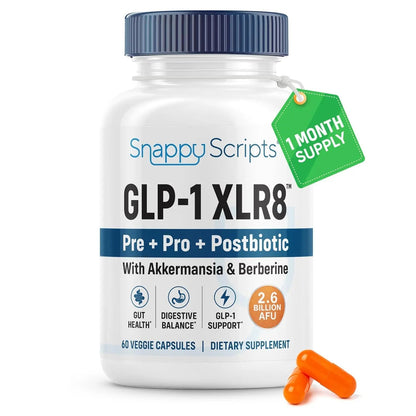 GLP-1 XLR8 Supplement for Weight Loss, Digestion, Constipation, Bloating Relief with Akkermansia 2.6 Billion AFU Live Prebiotic Probiotic Postbiotic Gut Health + Berberine for Women Men 60 Capsules - Maple Wellness Supplements