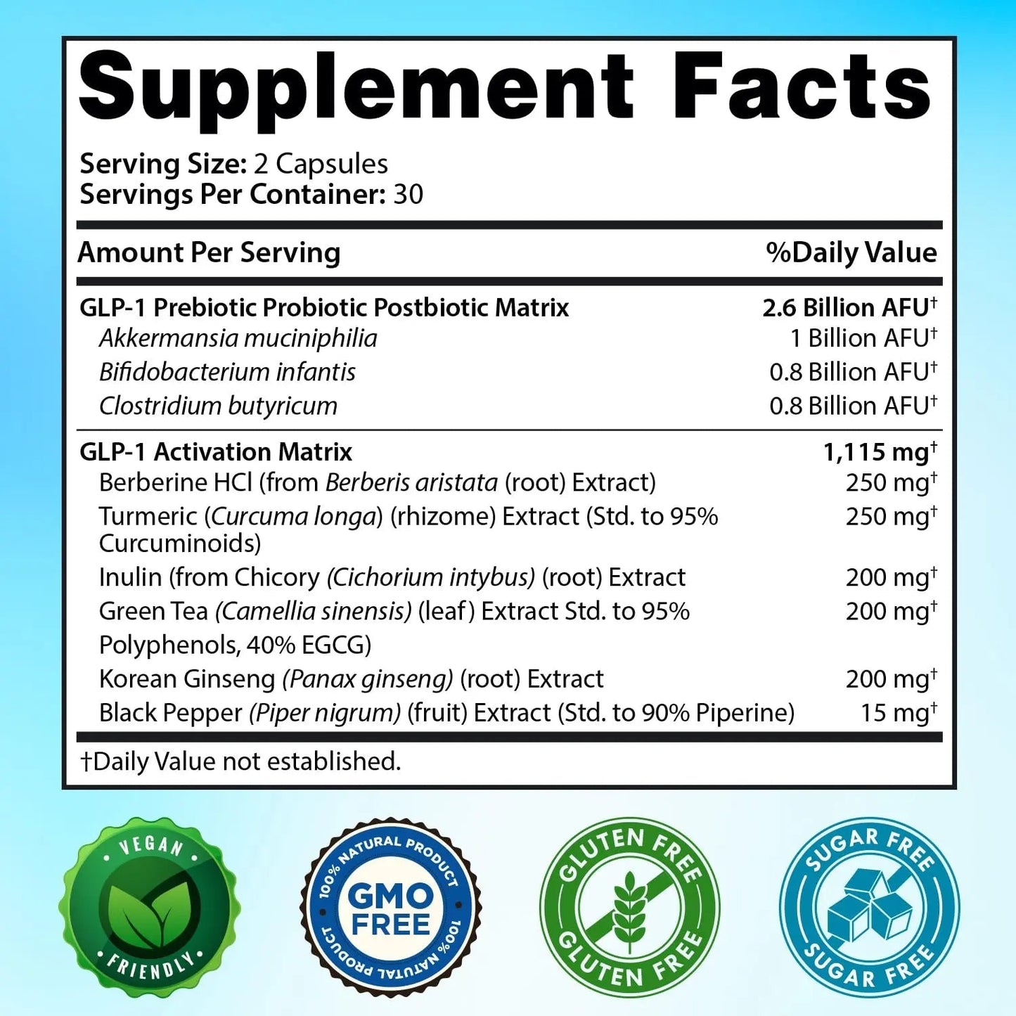 GLP-1 XLR8 Supplement for Weight Loss, Digestion, Constipation, Bloating Relief with Akkermansia 2.6 Billion AFU Live Prebiotic Probiotic Postbiotic Gut Health + Berberine for Women Men 60 Capsules - Maple Wellness Supplements