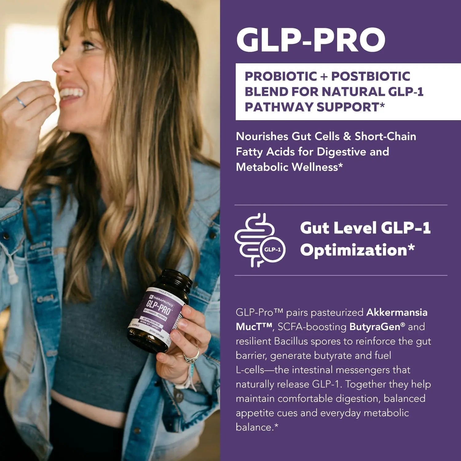 GLP-Pro™: Probiotic & Postbiotic Blend for Natural GLP-1 Support — Akkermansia MucT™, ButyraGen® Butyrate Generator & Spore Bacillus — Healthy Appetite, SCFA & Metabolic Balance — 30 Count - Maple Wellness Supplements