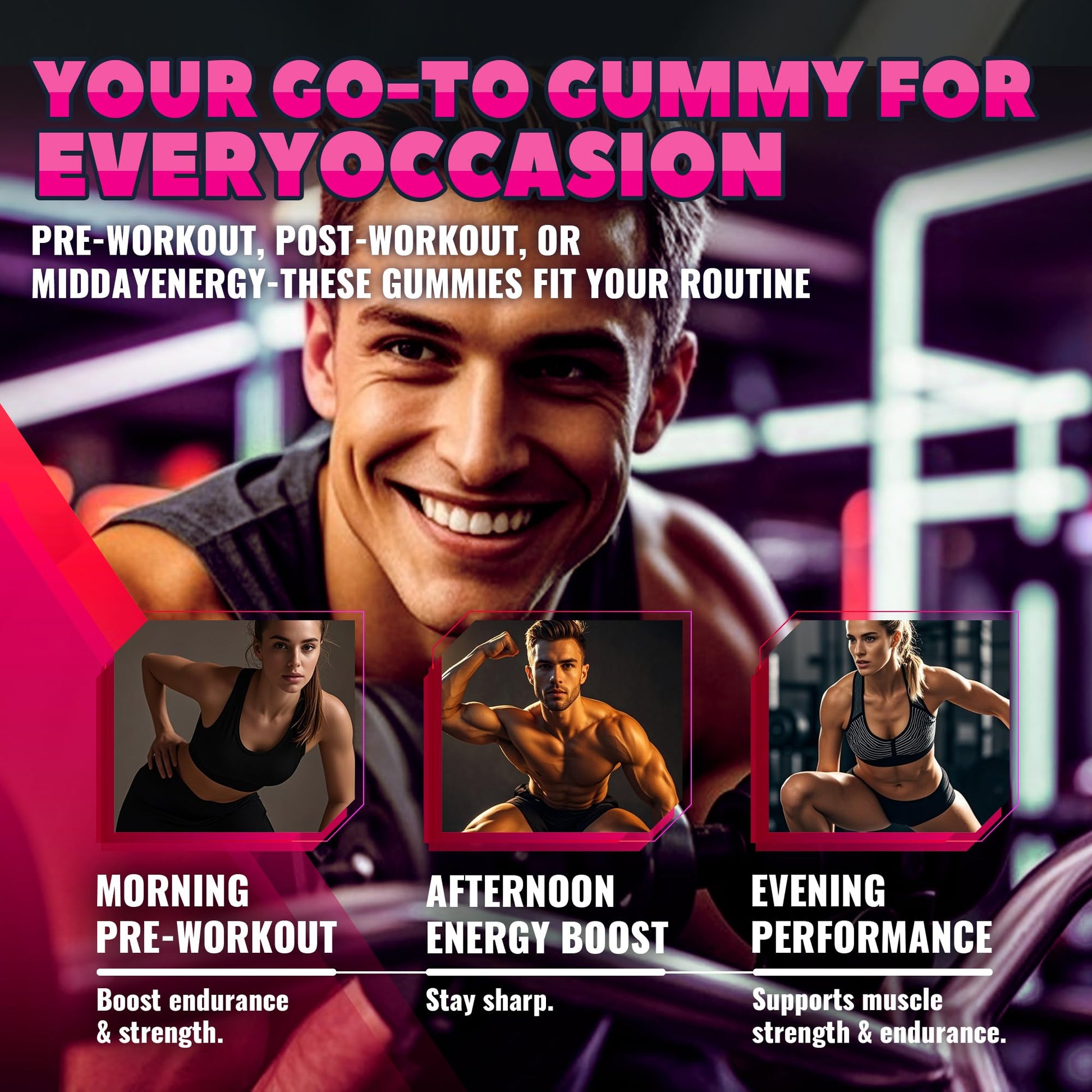 GlucoBio Creatine Monohydrate Gummies (5g) – Pre-Workout Energy & Muscle Growth Support for Men & Women - Maple Wellness Supplements