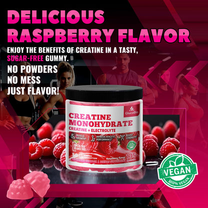 GlucoBio Creatine Monohydrate Gummies (5g) – Pre-Workout Energy & Muscle Growth Support for Men & Women - Maple Wellness Supplements