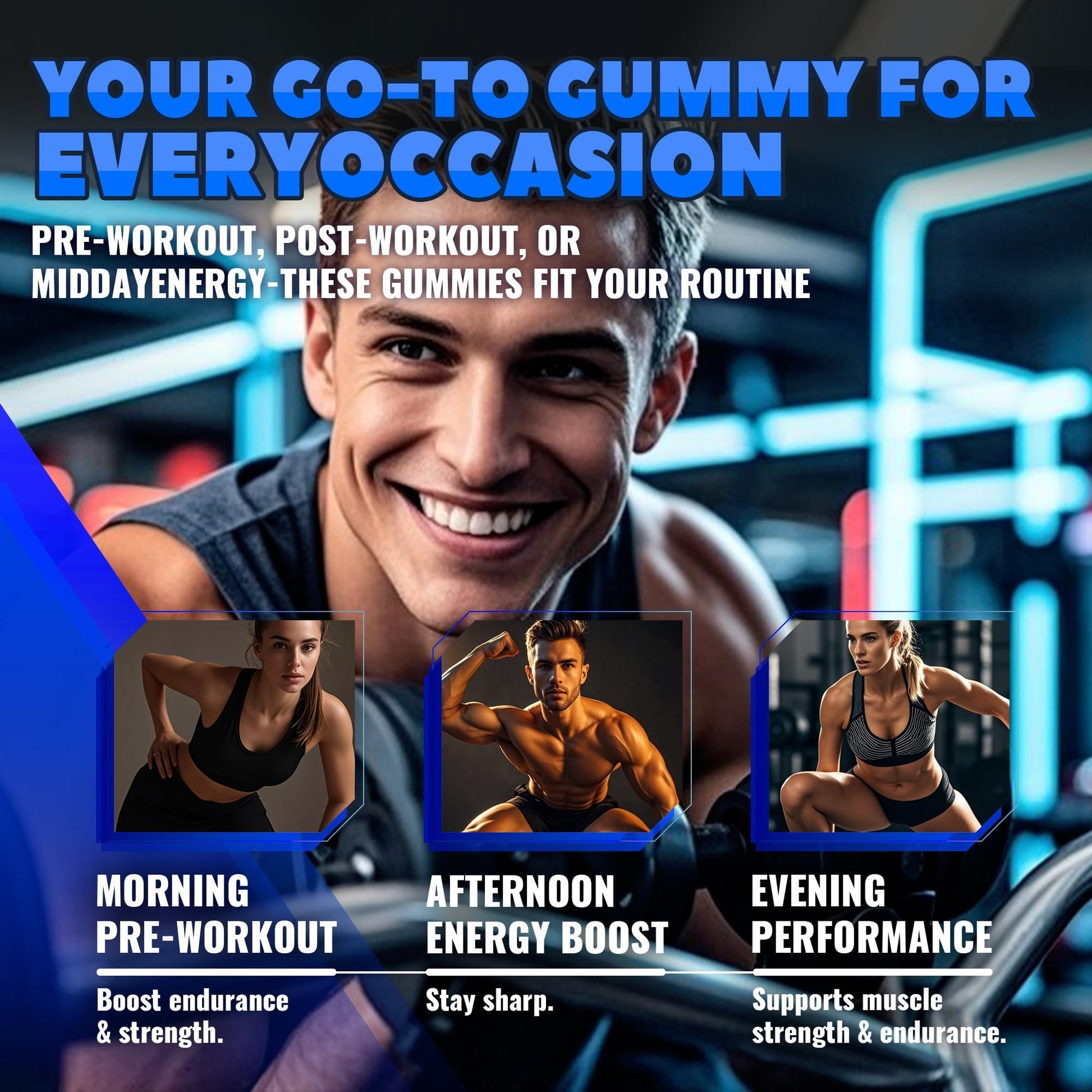 GlucoBio Creatine Monohydrate Gummies (5g) – Pre-Workout Energy & Muscle Growth Support for Men & Women - Maple Wellness Supplements