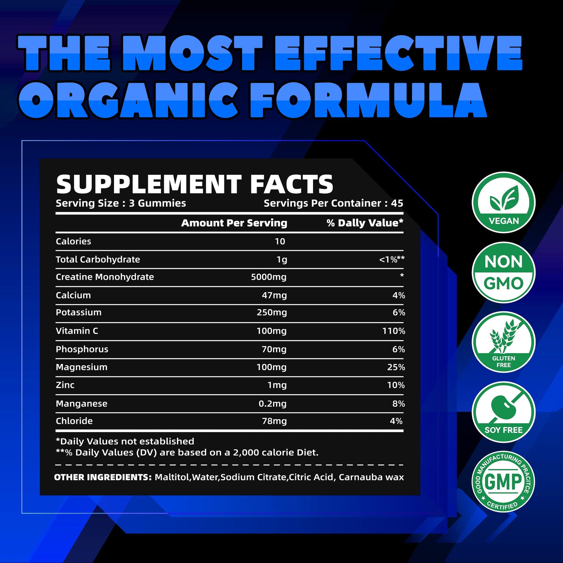 GlucoBio Creatine Monohydrate Gummies (5g) – Pre-Workout Energy & Muscle Growth Support for Men & Women - Maple Wellness Supplements